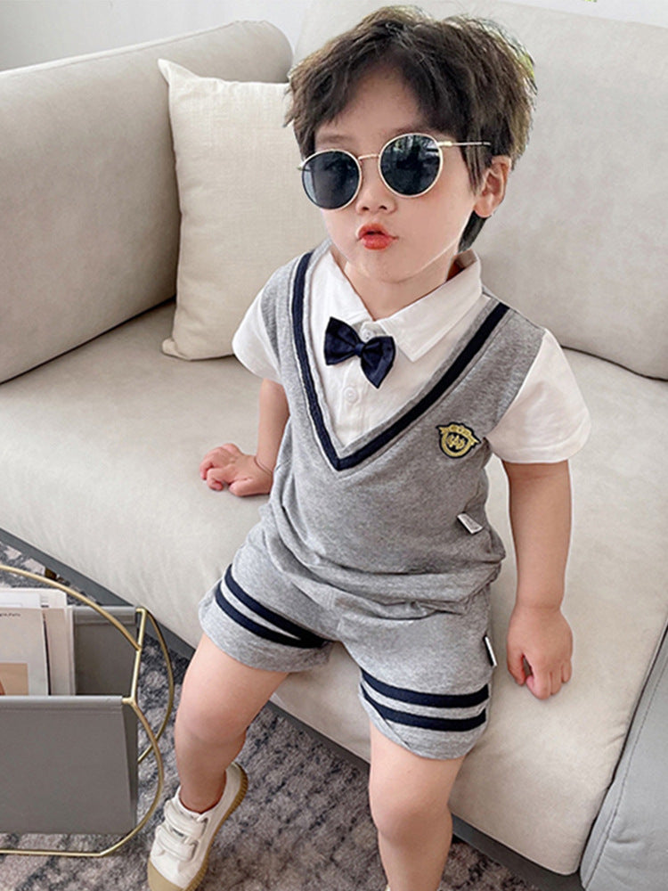 Children's Summer Short Sleeve Trendy Clothes Clothing Gentleman One Year Children's Suit