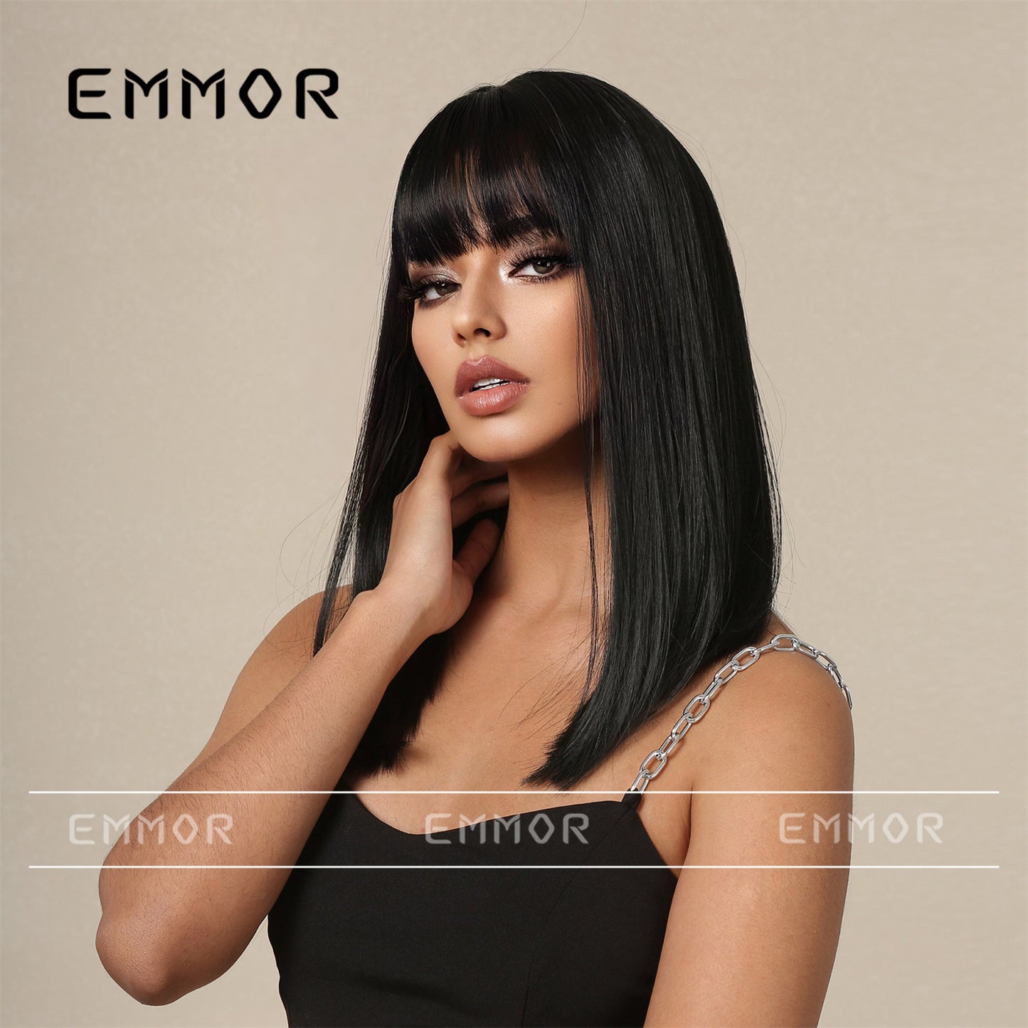 Female Summer Hair Natural Mid-length Fashion Air Bangs Long Straight Wig