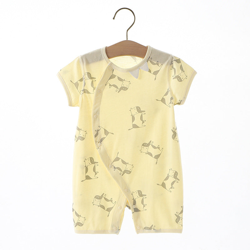 Thin Class Pure Cotton Boneless Short-sleeved Clothes Male Female Jumpsuit, Climbing Suit