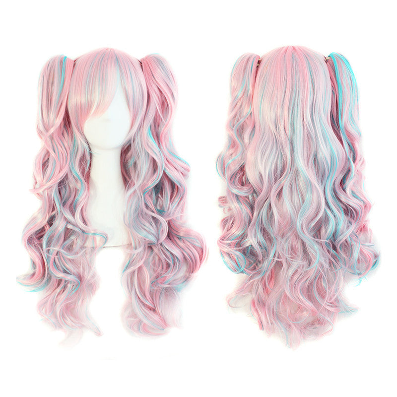 Anime Lolita Double Tiger Clip Color Mixed Synthetic Cos Wig