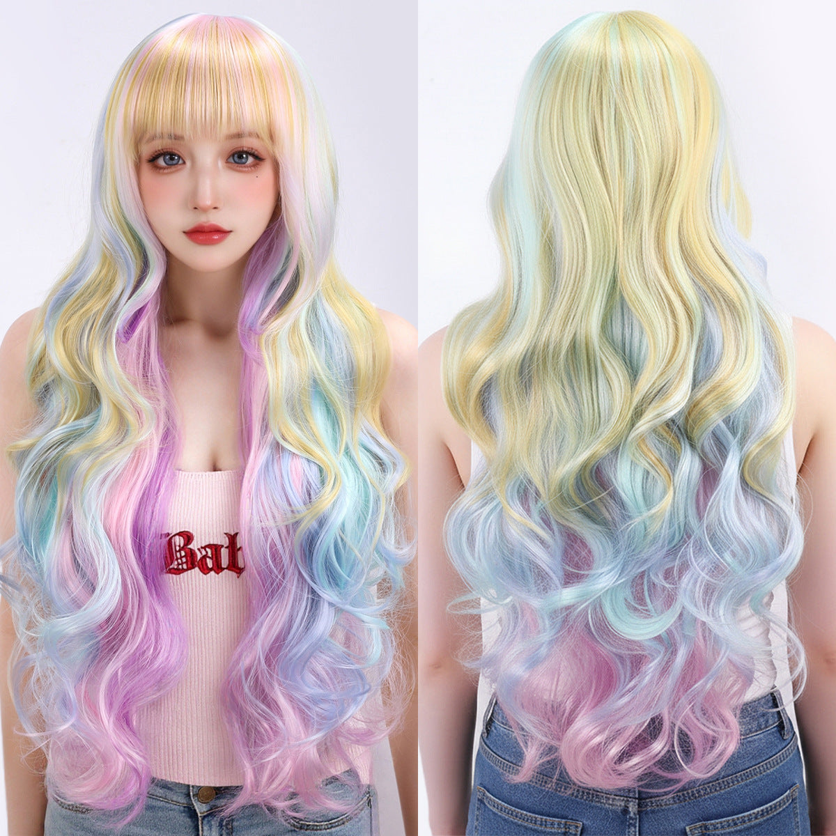 Fluffy Face Shaving Big Wave Chemical Fiber Head Cover My Wig Long Curls