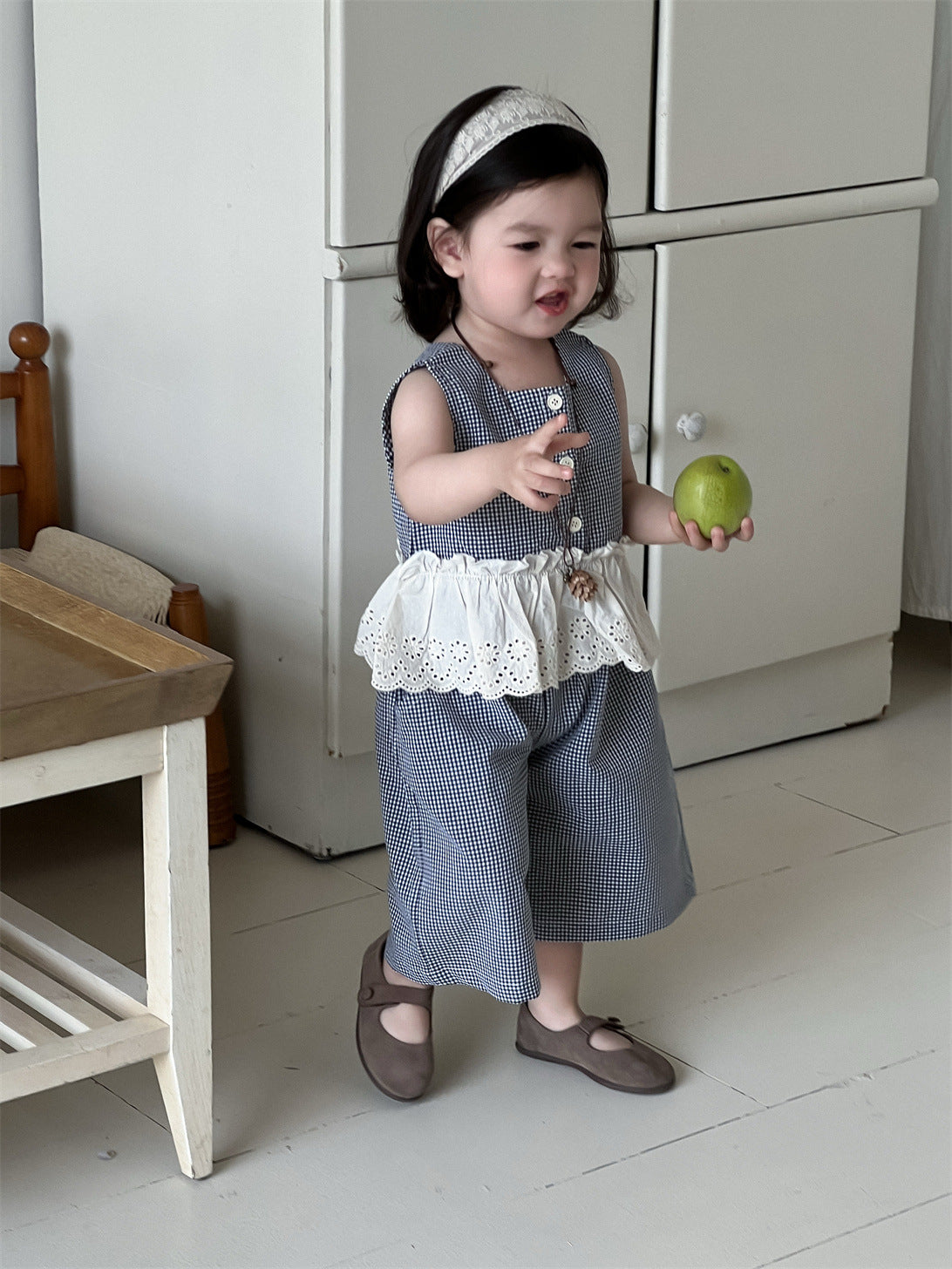 Children's Summer Plaid Thin Korean Style Clothing Children's Suit