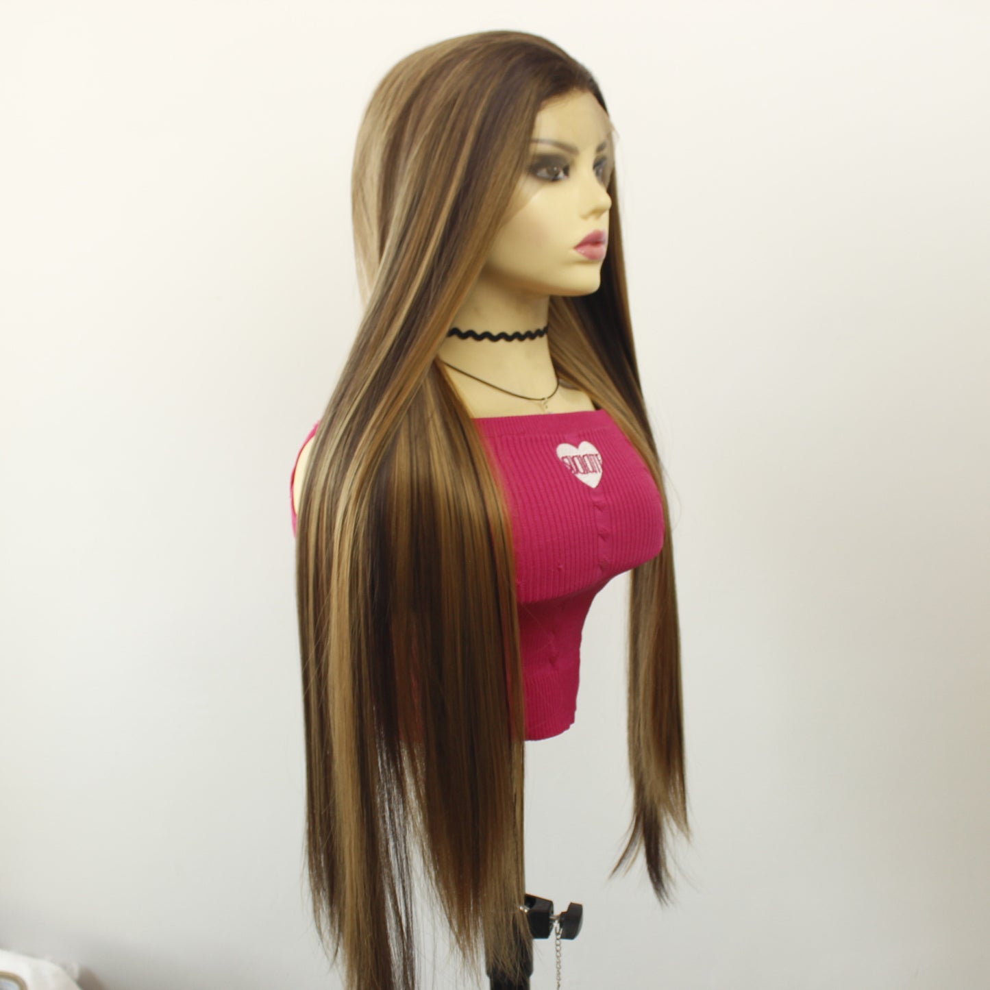 Piano Color Front Lace Full Top Long Straight Wig