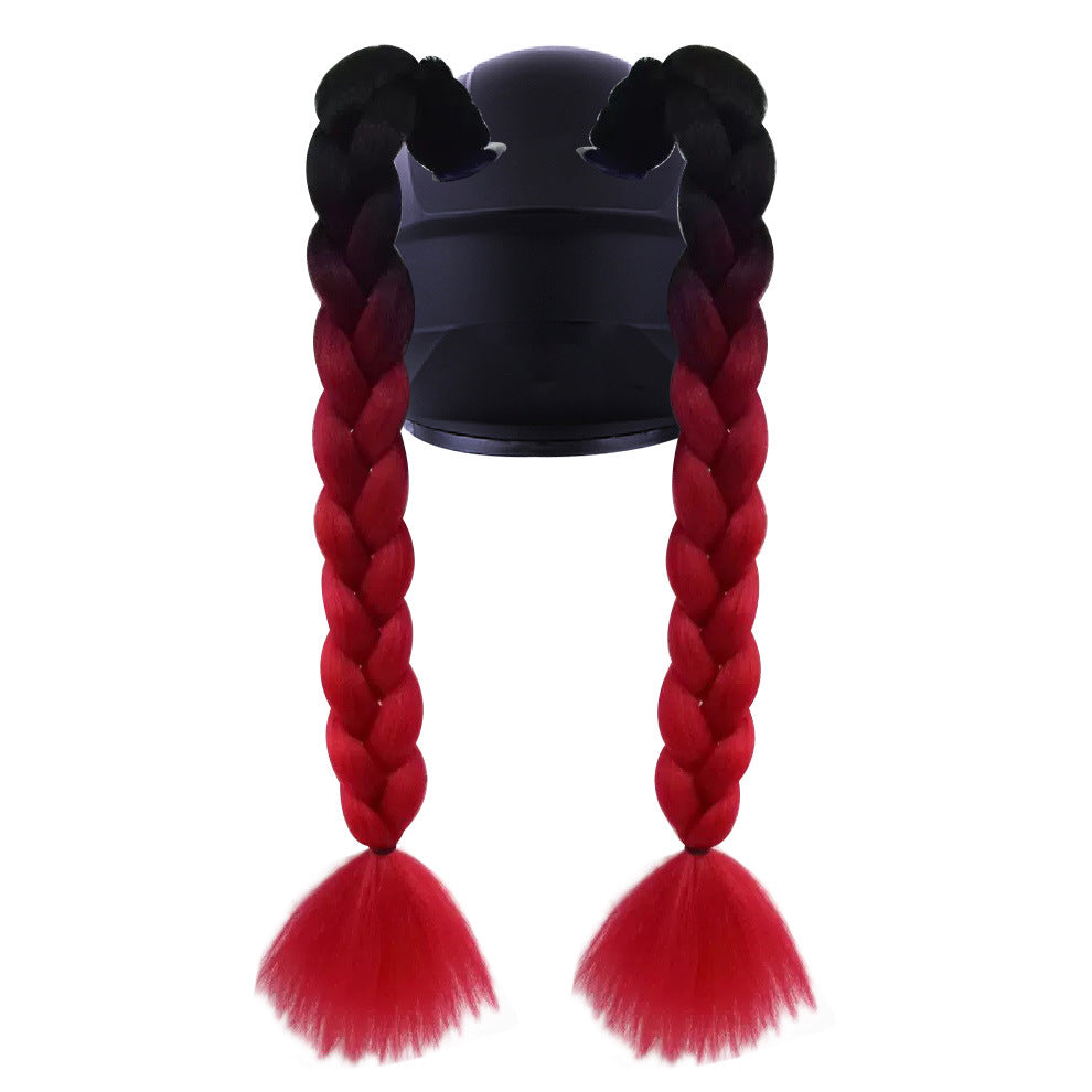 Helmet Braid Color Double Twist Decoration Electric Wig Ponytail