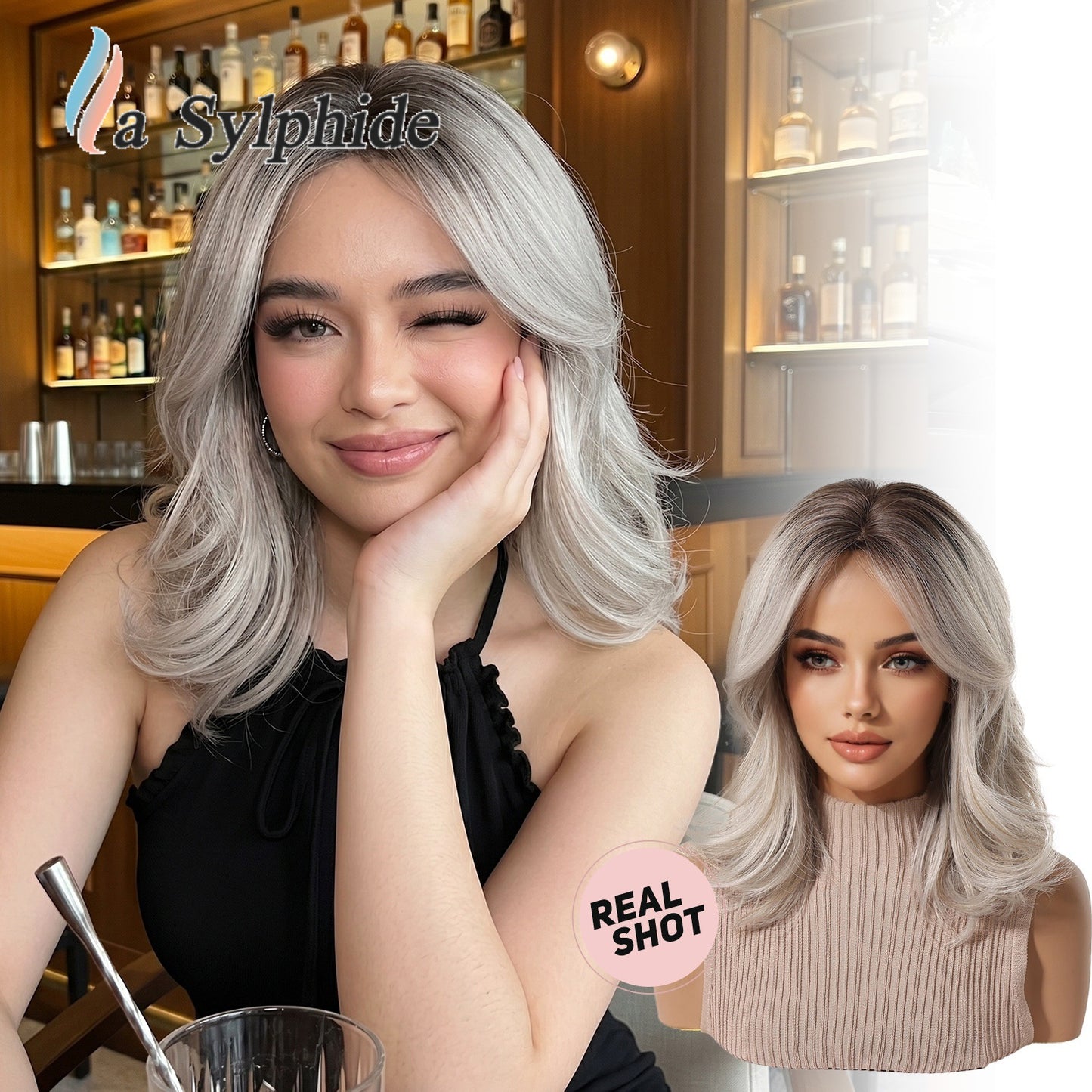 Brown High Skull Top Bangs Shoulder Curly Wig Long Curls