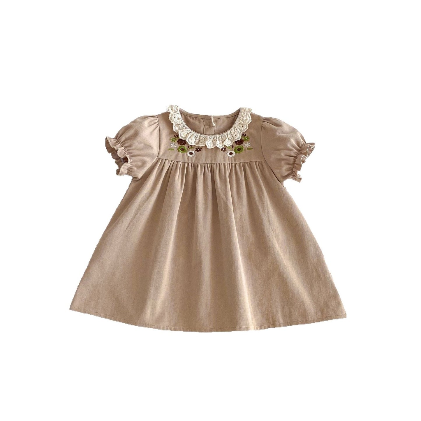 Children's Korean Style Lace Collar Embroidered Little Children's Dress