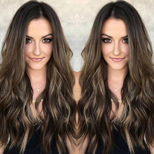 Female Black Brown Color Curly Hair Rose Wig Long Curls
