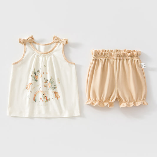 Sleeveless Vest Pants Two-piece Set Fashionable Sweet Summer Children's Suit