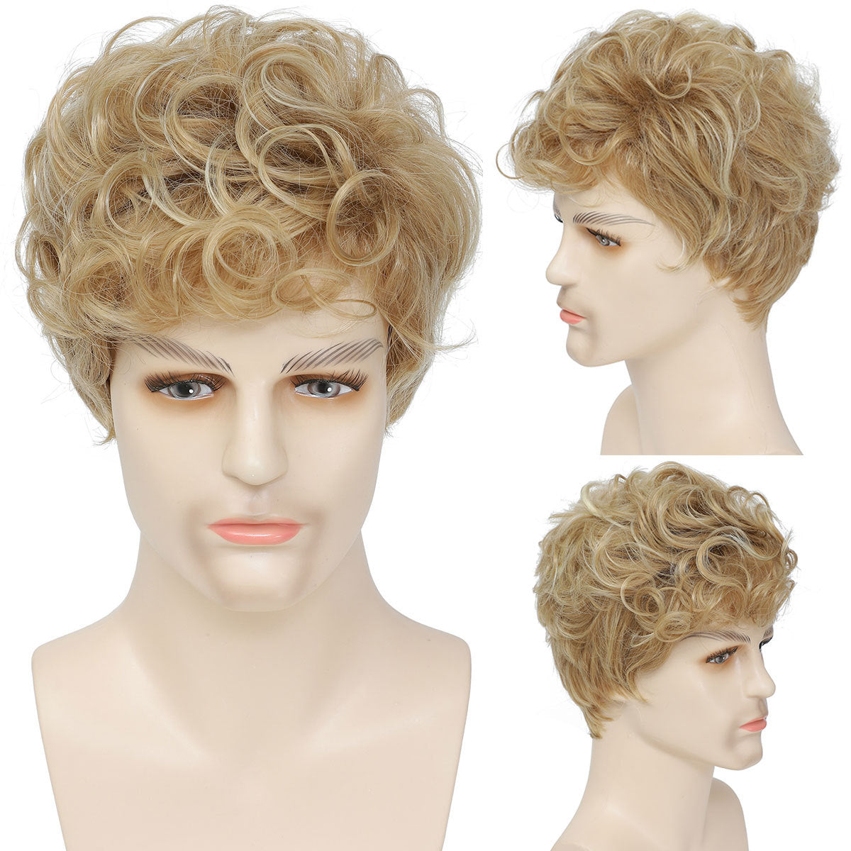 Men's Handsome Mechanism Rose Net Chemical Fiber Wig Short Straight Hair