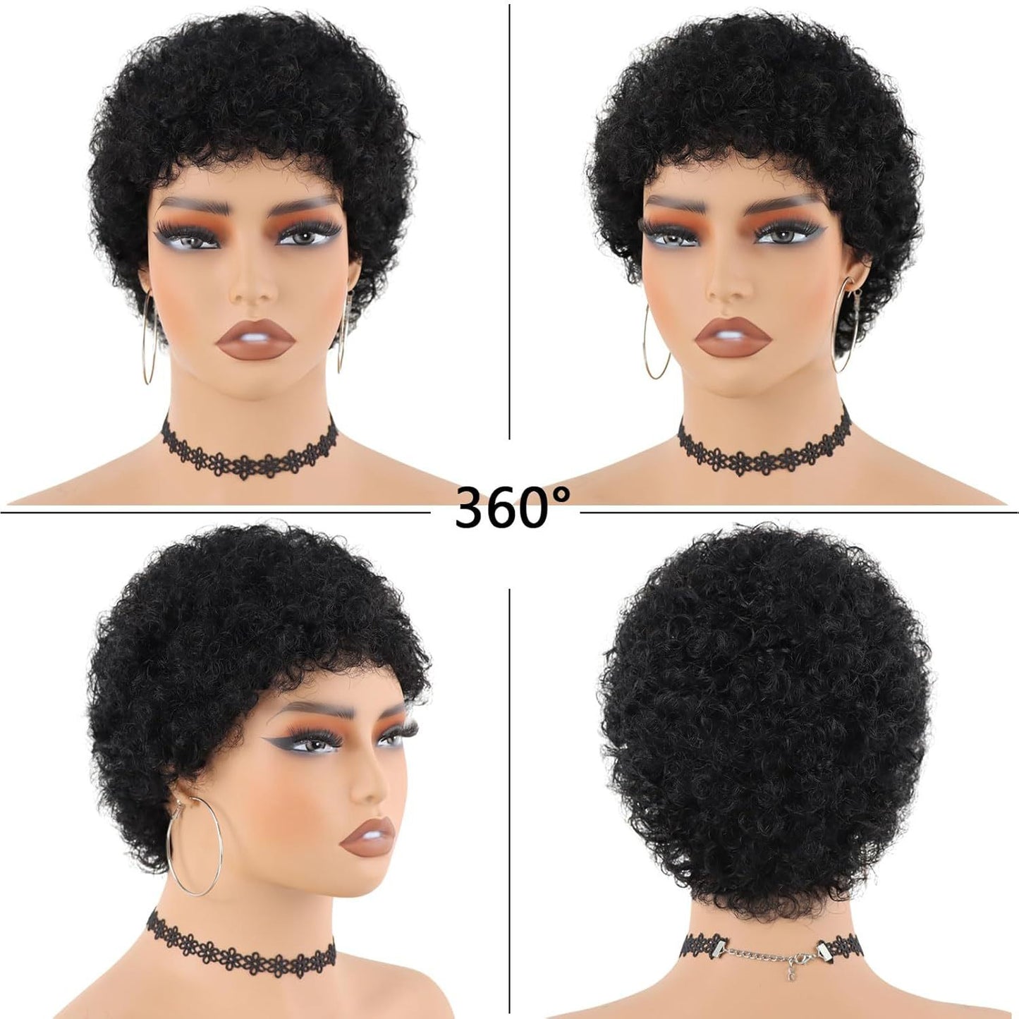 Casual Full Mechanism African Roll Human Real Hair Wig