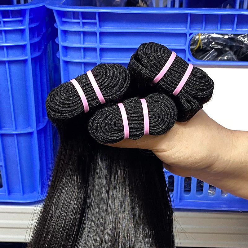 Pretty Human Bone Straight Braid Weft Real Hair Wig