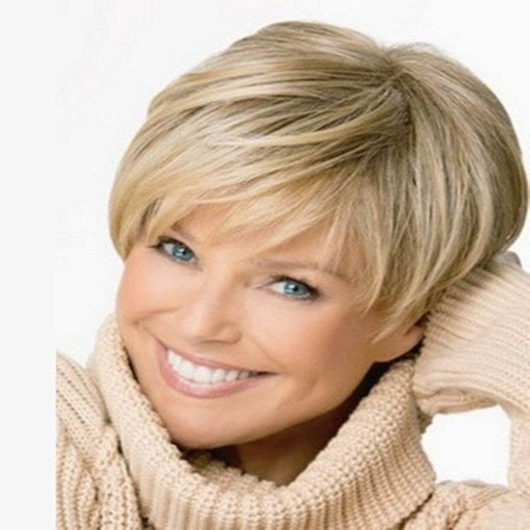 Elegant Charming Women's Golden Set Fashion Wig Short Straight Hair