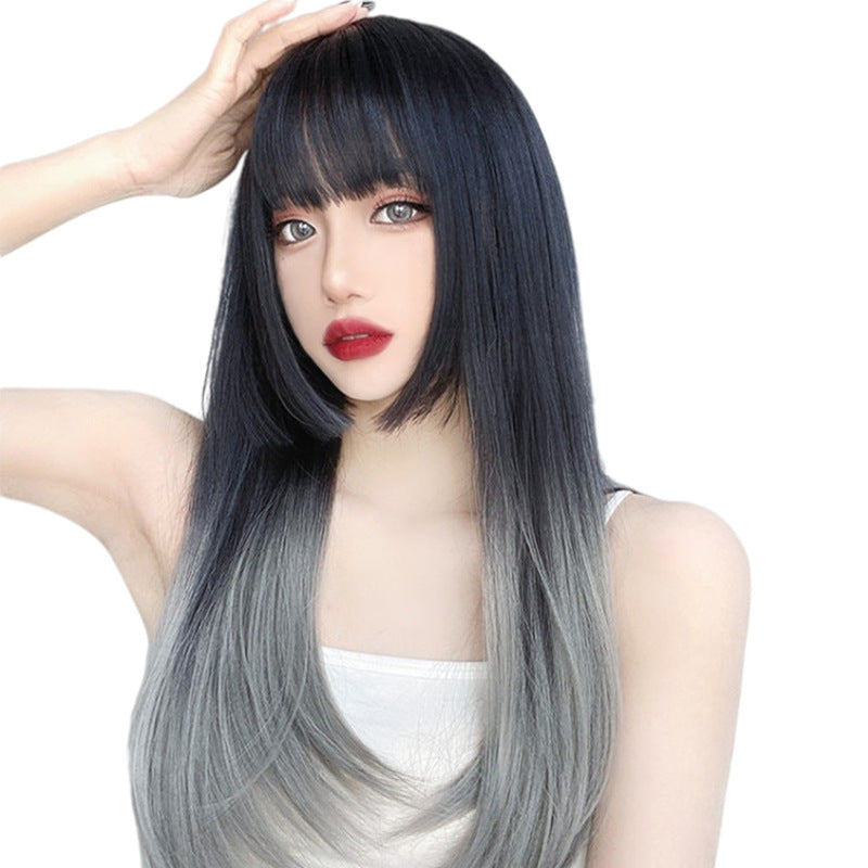Gradient Princess Cut Fashion Natural Air Bangs Long Straight Wig