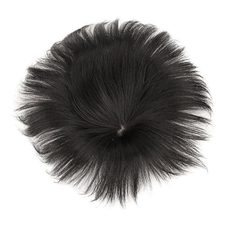 Men's Hairpiece Full Real Mediterranean Bald Piece Wig Short Straight Hair