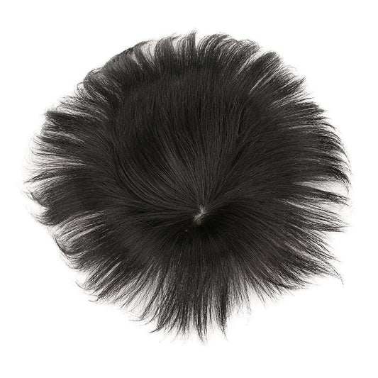 Men's Hairpiece Full Real Mediterranean Bald Piece Wig Short Straight Hair