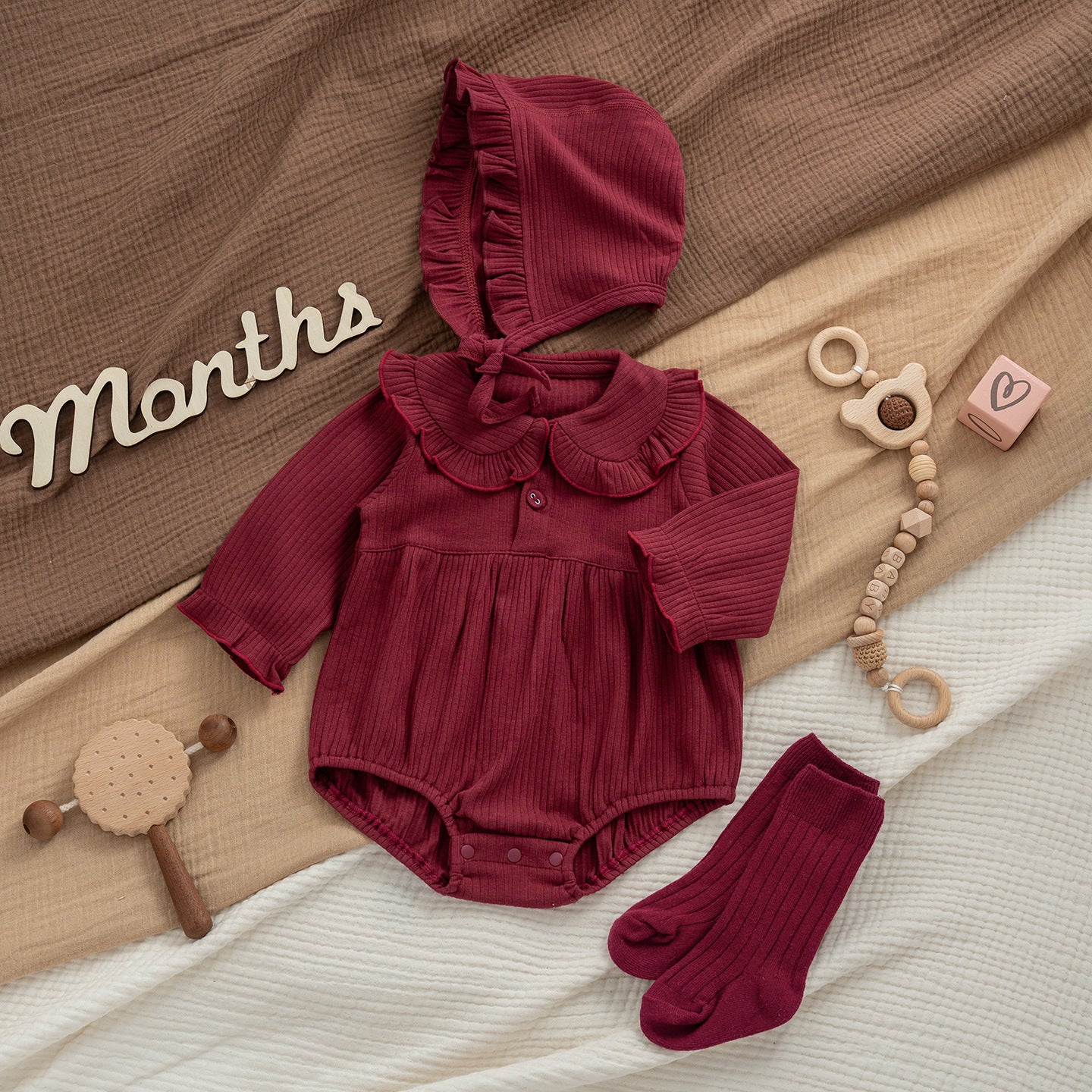 Infant Born Red Days Old One Month Clothing Festive Long-sleeved Jumpsuit, Climbing Suit