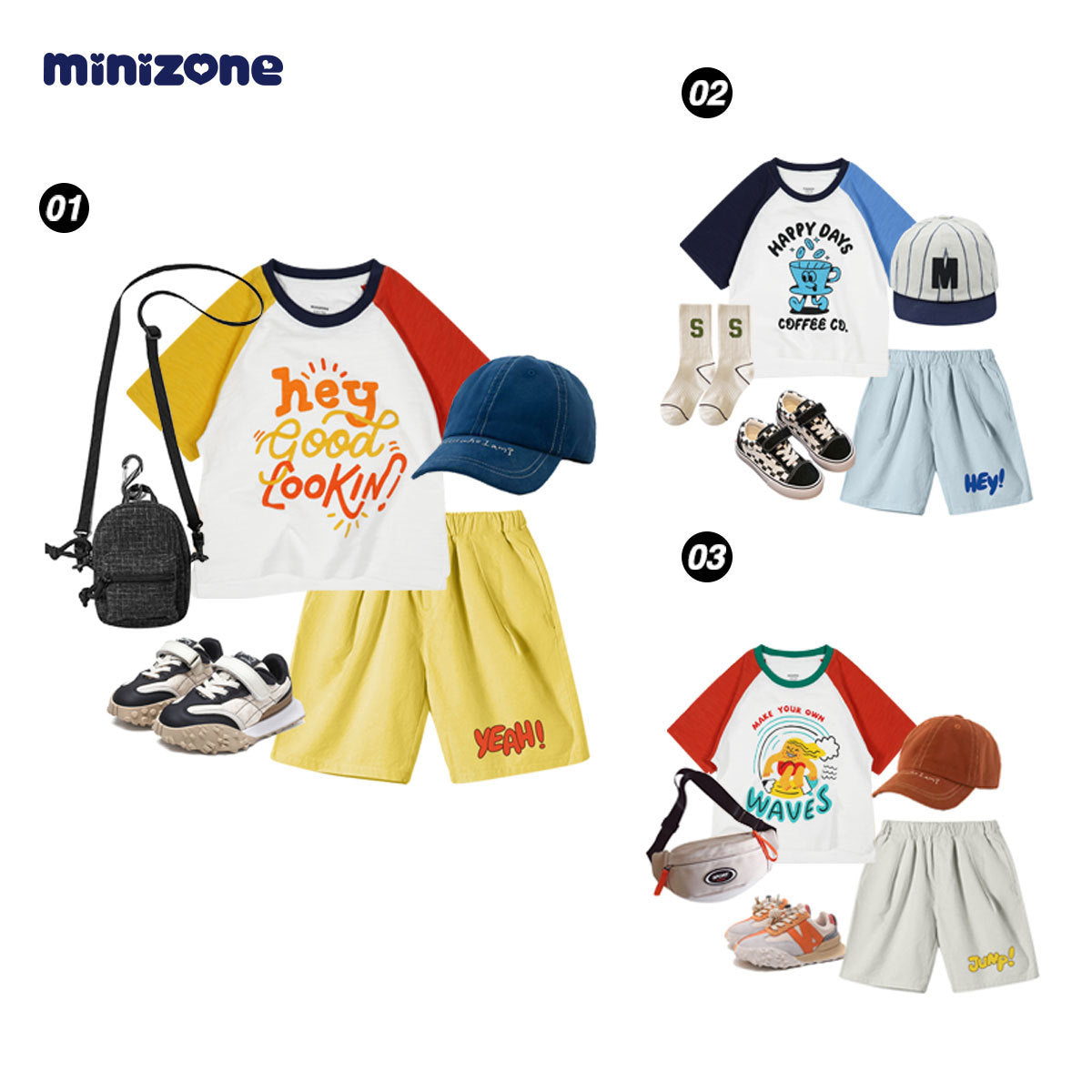 Children's Thin Cotton Slub Top Boys Contrast Color Raglan Sleeve Round Children's T-shirt