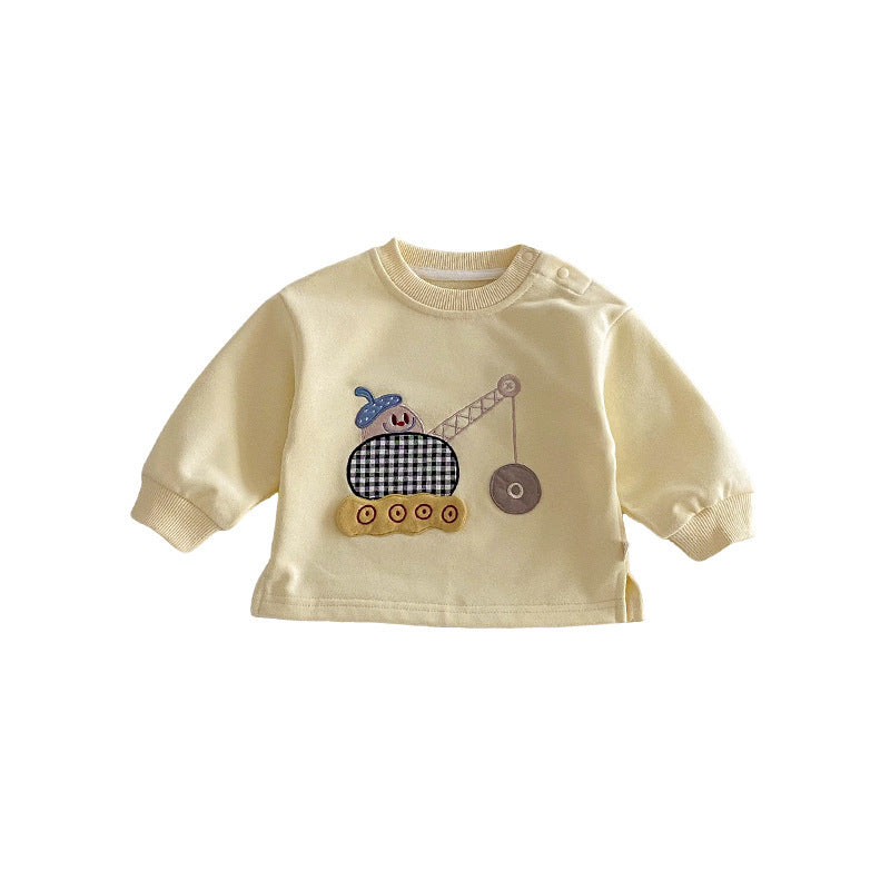 No Refund Change Patch Sweater Spring Boys Fashion Cartoon Children's T-shirt