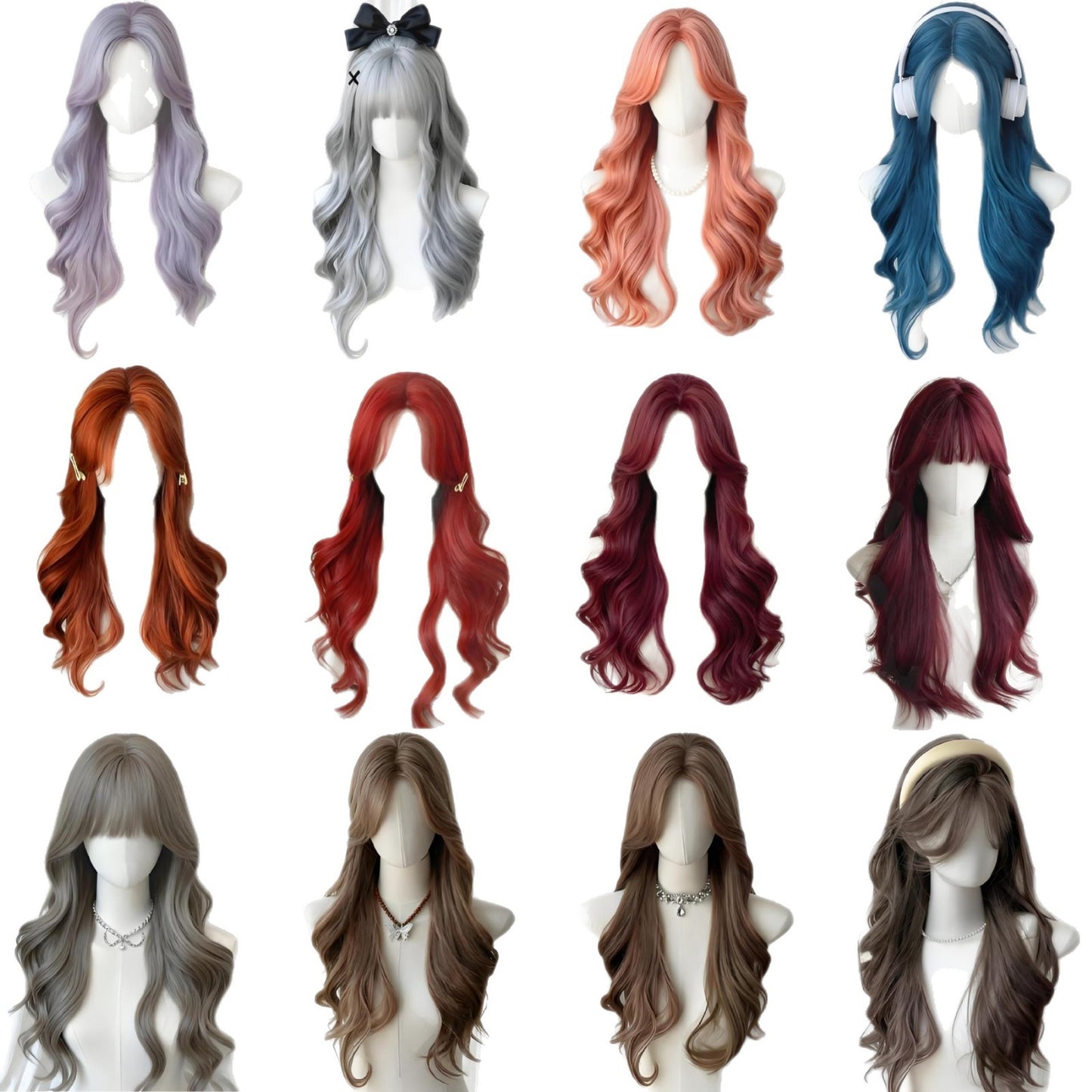 Natural Fluffy Fashion Seamless Mid-length Bangs Big Wave Wig Long Curls