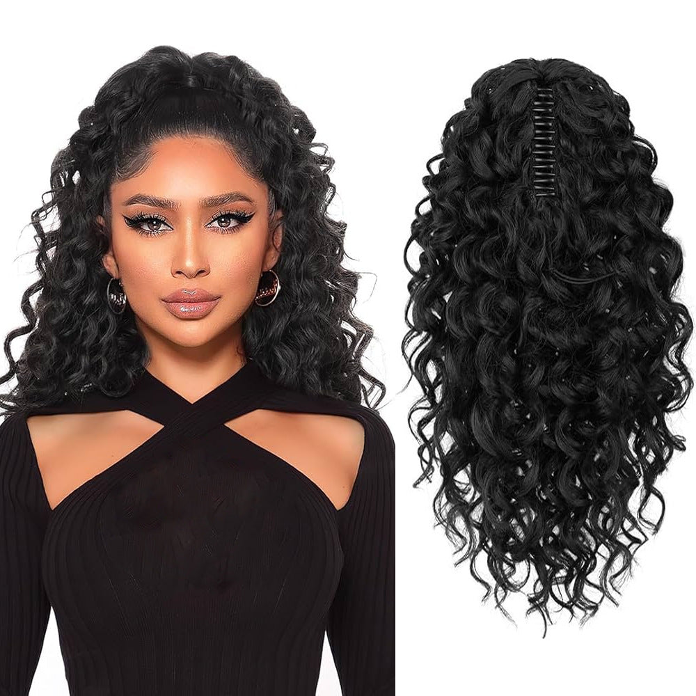 Black Curly Hair Horse Tail African Wave Wig Ponytail