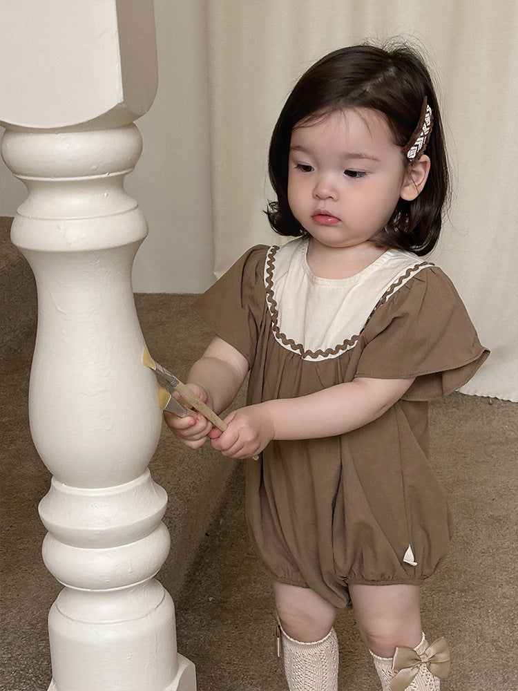 Children's Summer Romper Korean Style Clothing Wear Outwear Flying Sleeve Jumpsuit, Climbing Suit
