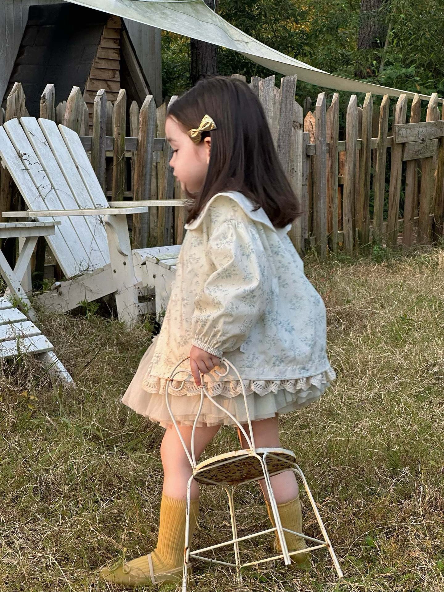 Children's Floral Coat Bottoming Shirt Mesh Short Skirt Children's Suit