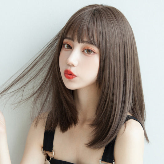 Collarbone Length Haircut Medium Long Female Wig Short Curly Hair