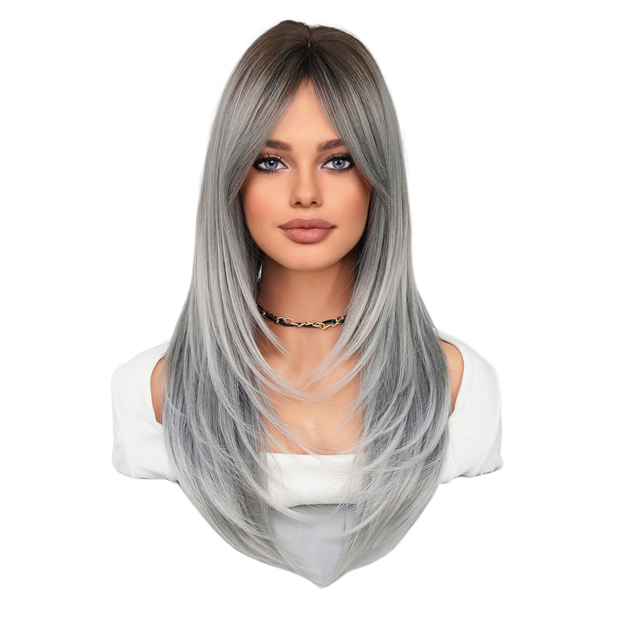 Female Bangs Gradient Long Straight Hair High Quality Natural Other Wig