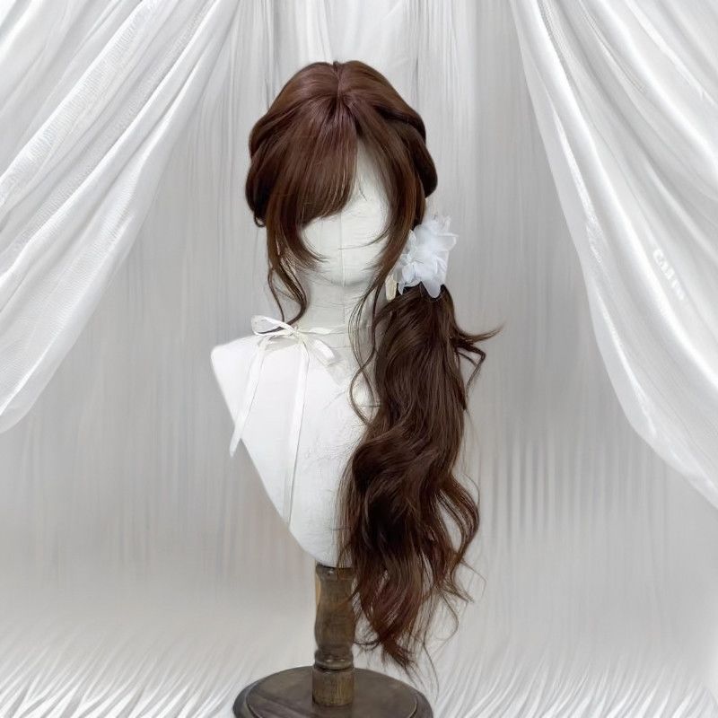Early Style Chocolate Brown Curly Hair Gentle Sweet Wig Long Curls