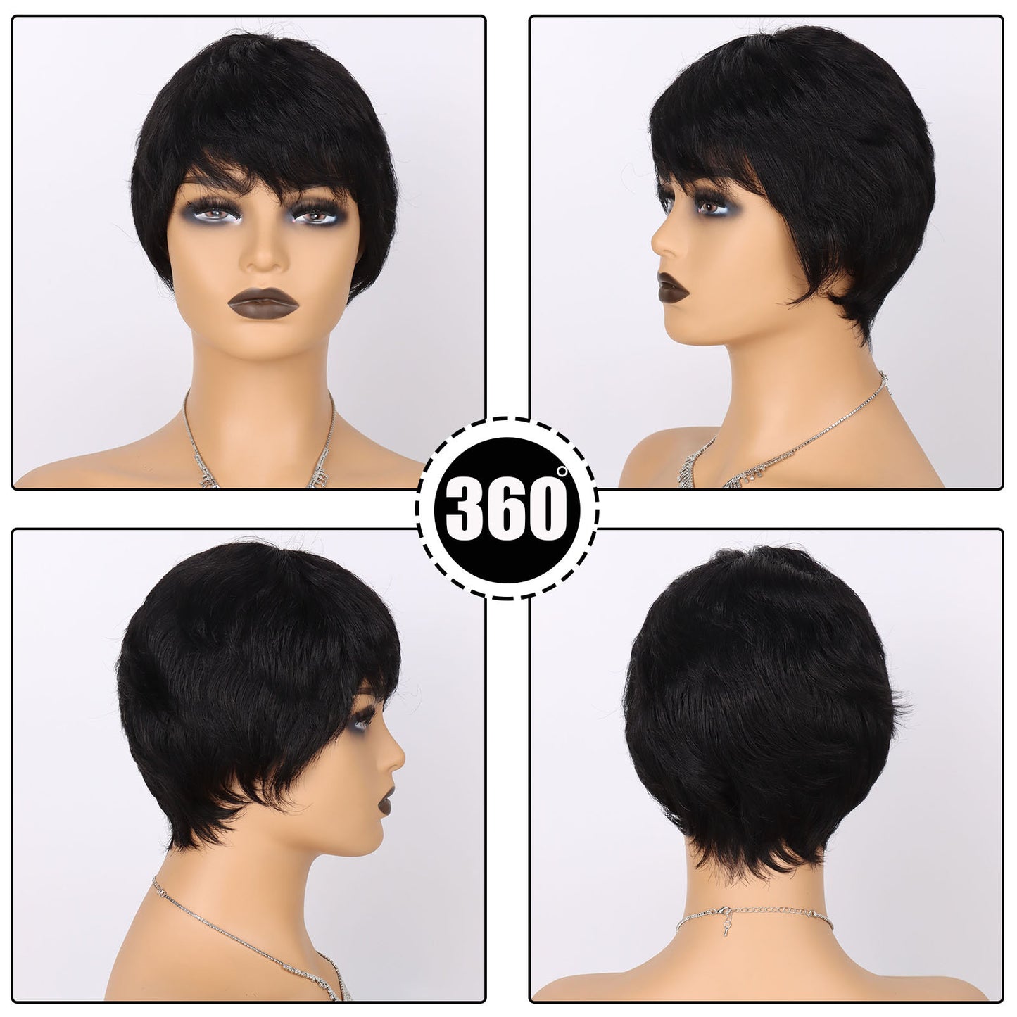 Cool Full Mechanism Human Elf Short Real Hair Wig