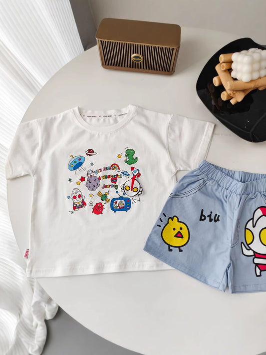 Children's Cartoon Western Style Summer Comfortable Breathable Casual Short Children's Suit