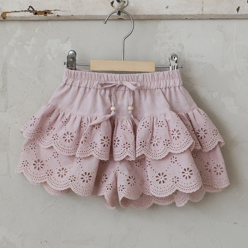 Summer Strawberry Shan Western Style Embroidered Children's Pants