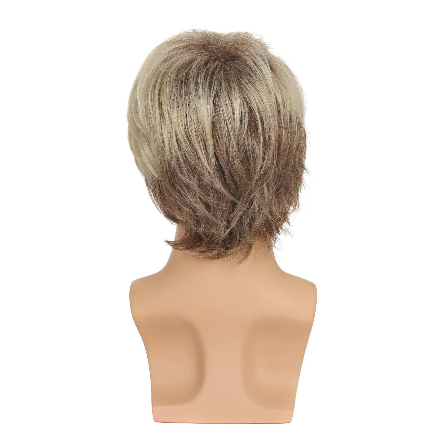 Men's Partial Brown Gold Mixed Color Short Men's Wig