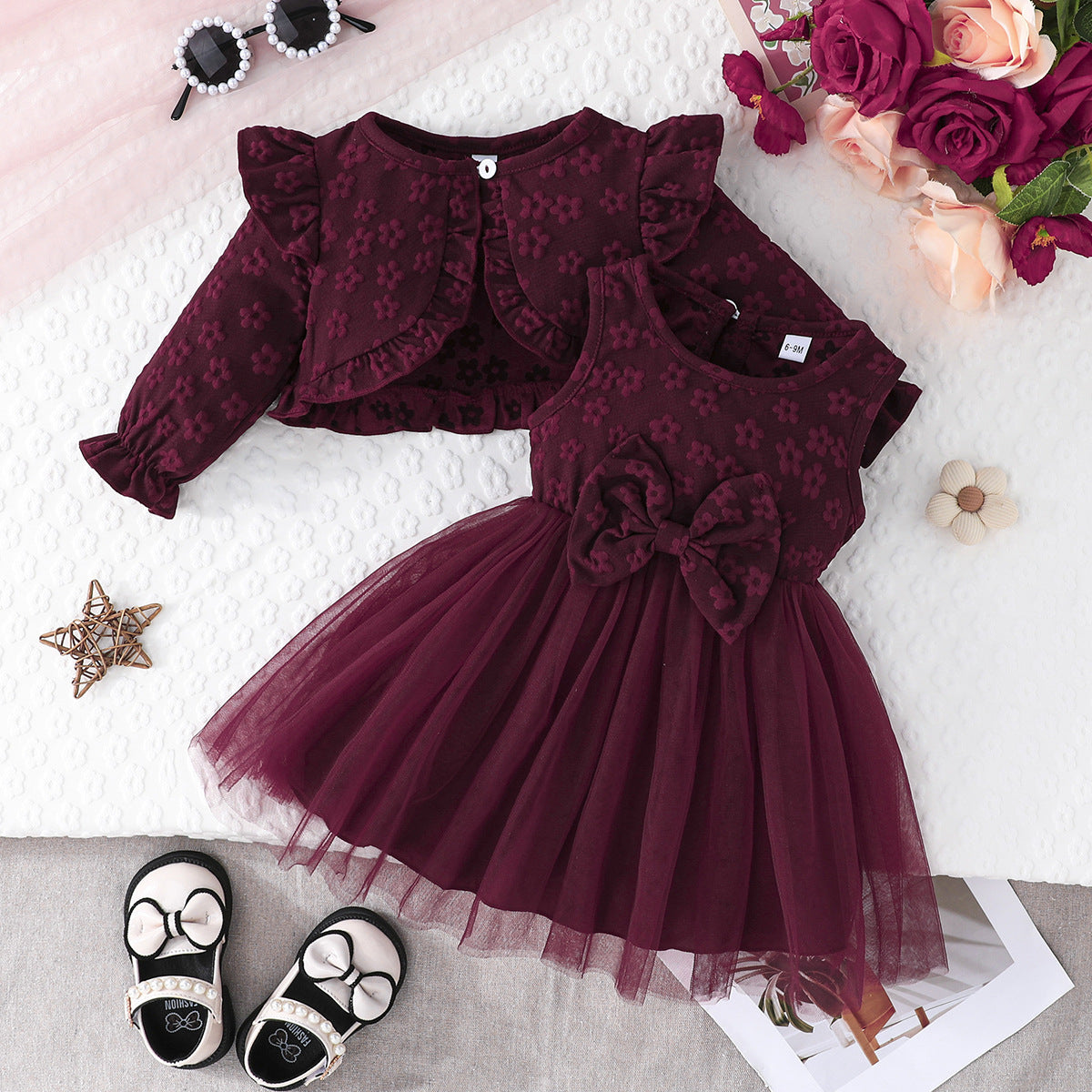 Color Texture Pattern Long Sleeve Coat Fashionable Children's Dress