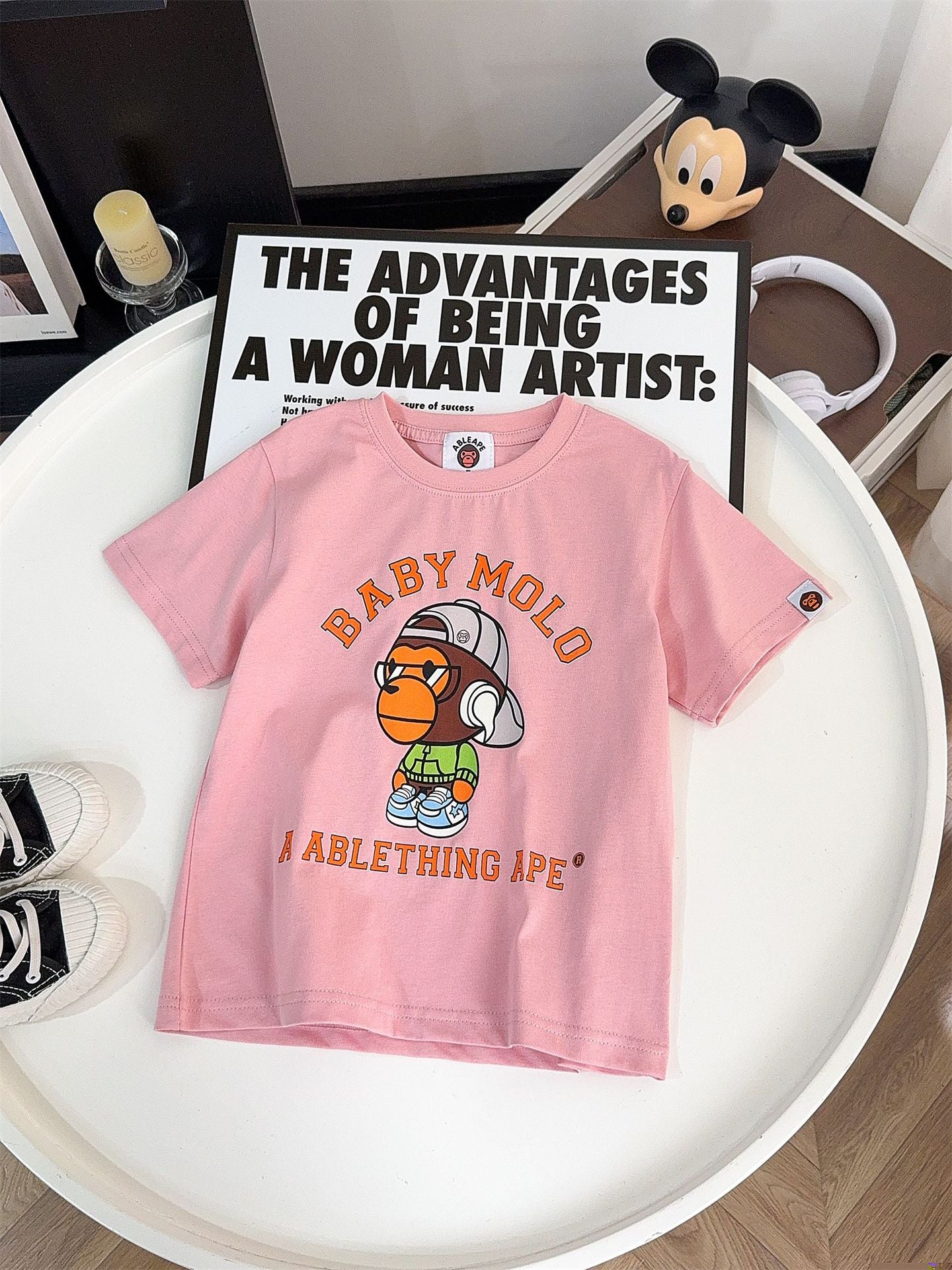 Children's Cartoon Fashion Letter Printing Versatile Casual Korean Style Loose Short Children's T-shirt