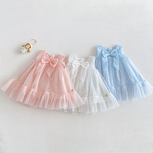 Children's Super Cute Tulle Skirt Summer Western Style Bow Princess Children's Dress