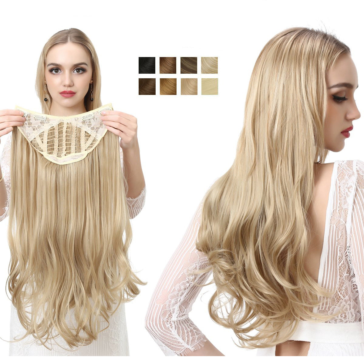 Female Long Curly Hair Big Wave Fluffy Natural U-shaped Wig