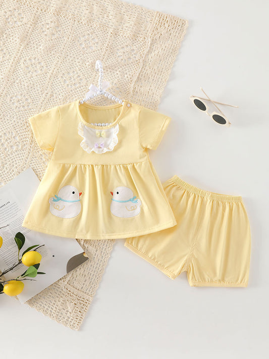 Summer Thin Short-sleeved Shorts Split Princess Dress Cute Clothes Children's Suit