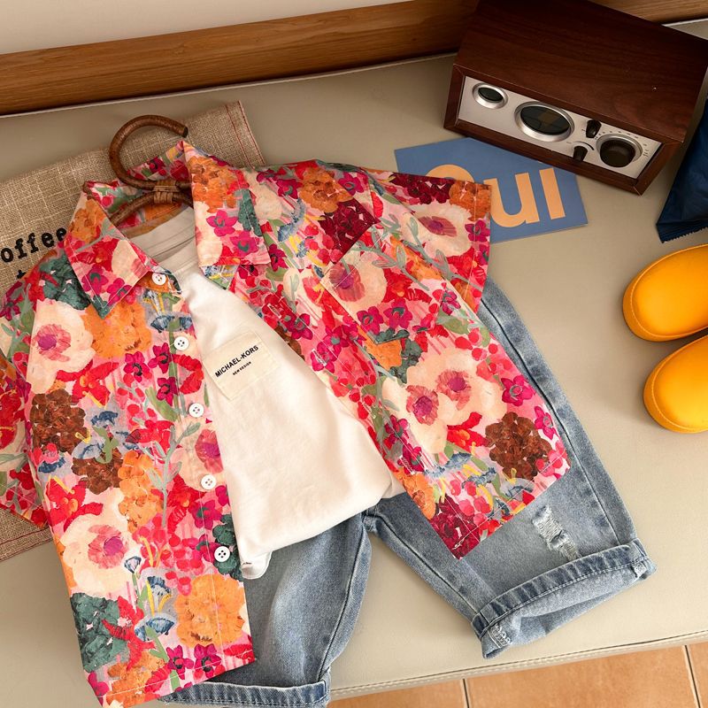 Children's Cotton Summer Boys Casual Top Loose Children's Shirt