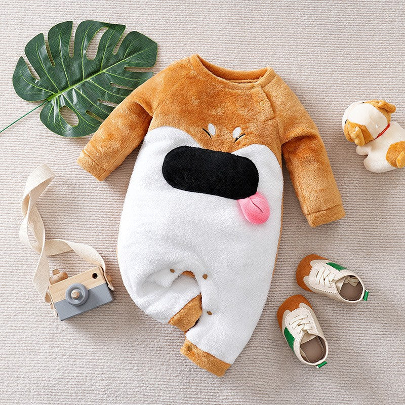 Winter Flannel Jumpsuit Cartoon Fleece-lined Going Out Jumpsuit, Climbing Suit
