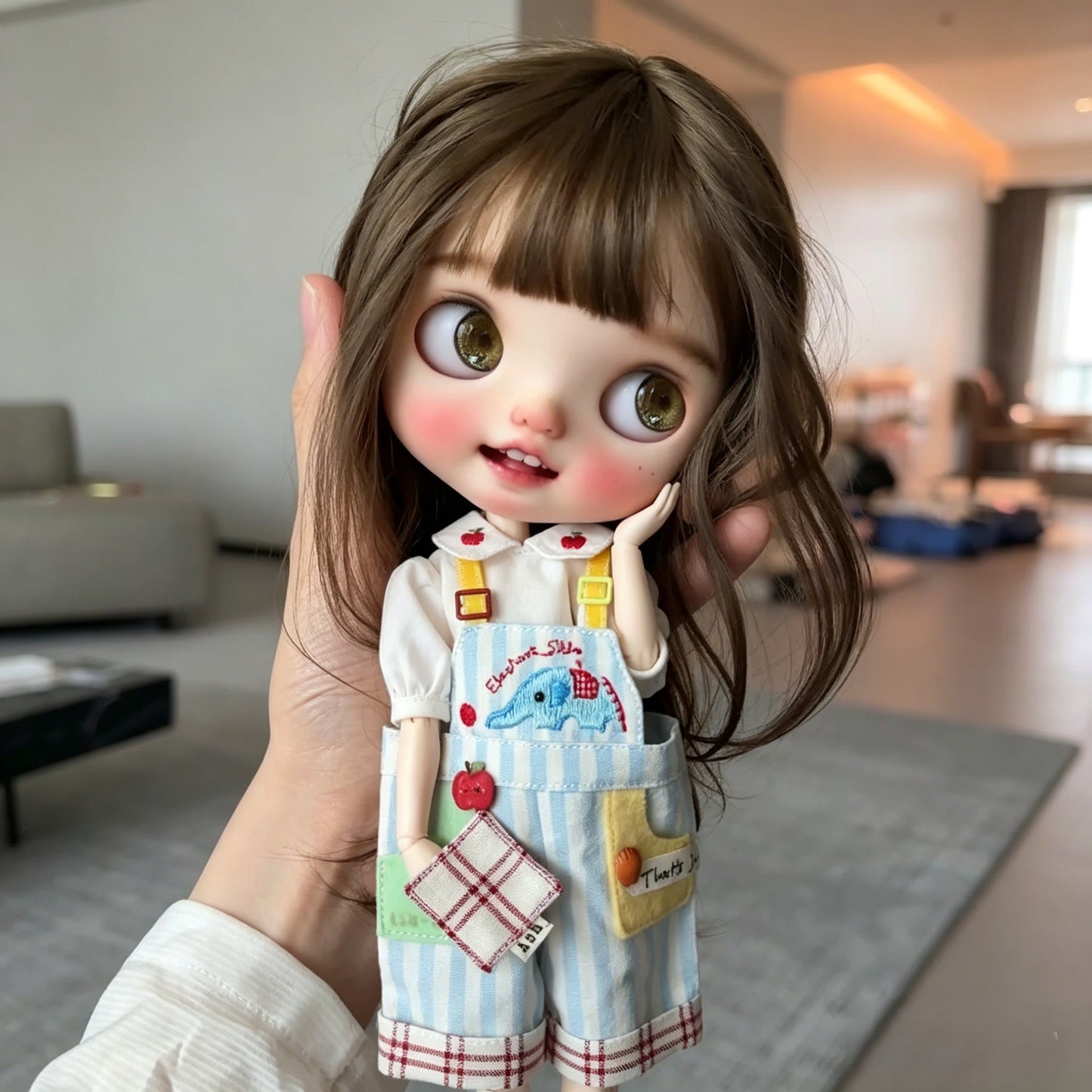 Head Straight Bangs Milk Tea Brown Cos Wig