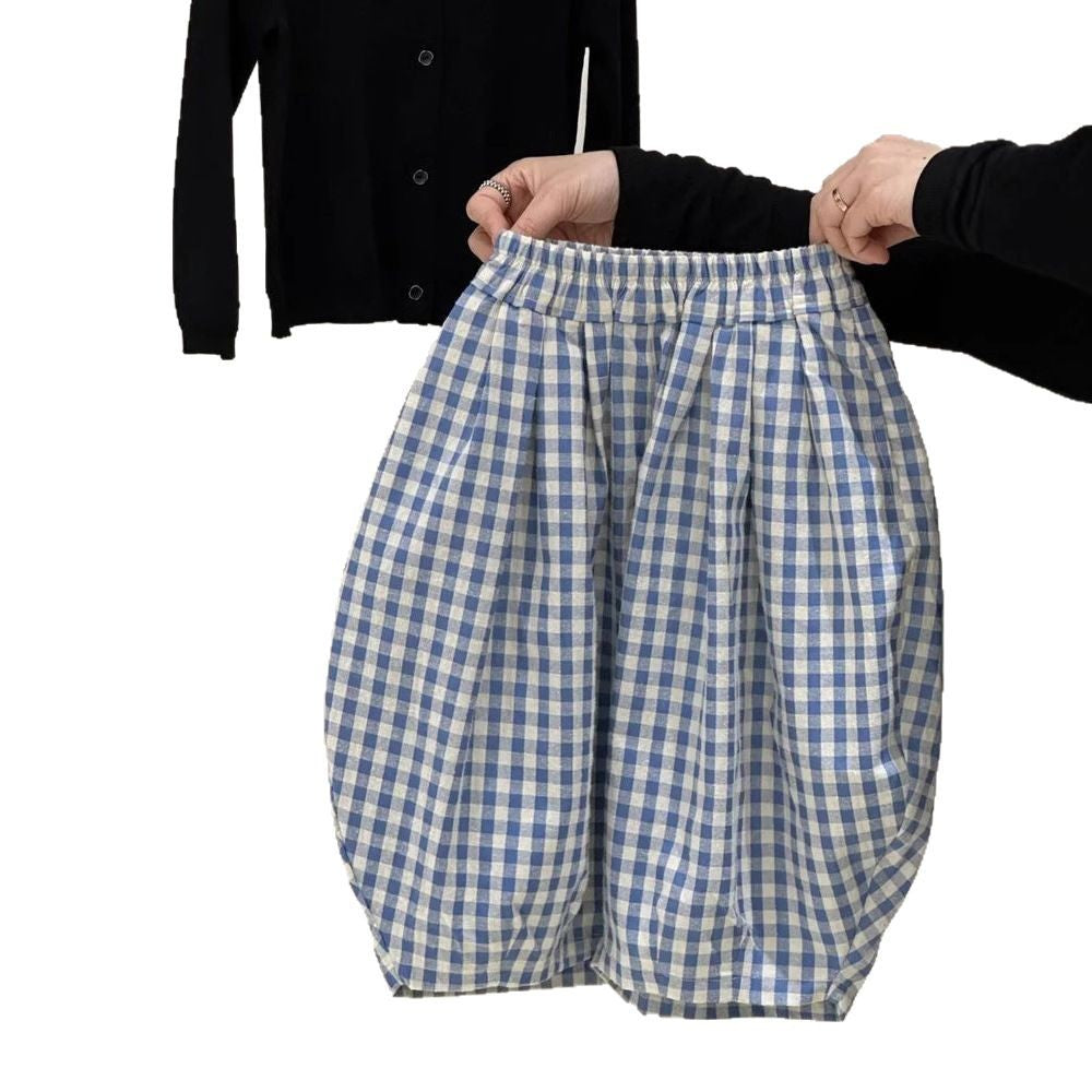 Children's Casual Western Style Personality Trendy Korean Color Matching Plaid Loose Children's Pants