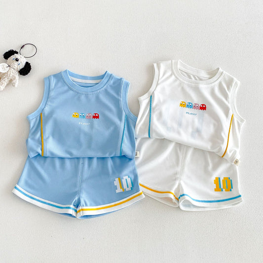 Sports Set Summer Fashionable Cartoon Letter Vest Children's Suit