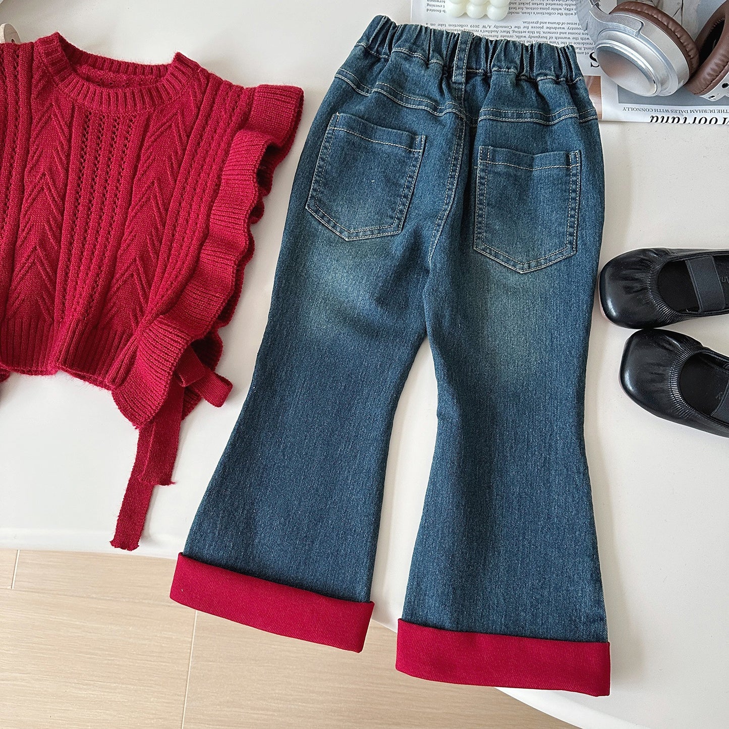 Autumn Korean Style Wool Vest Shirt Children's Suit