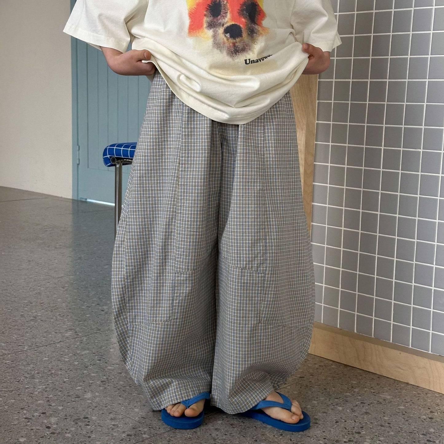 Children's Plaid Trousers Summer Casual Matchet Loose Boys Anti Mosquito Children's Pants