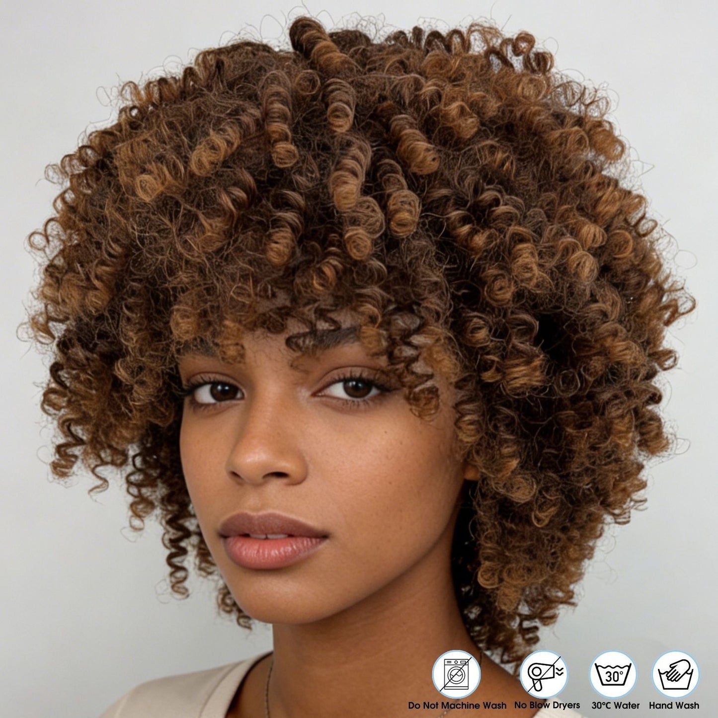 Women's African Wigs With Small Afro Full Wig Short Curly Hair