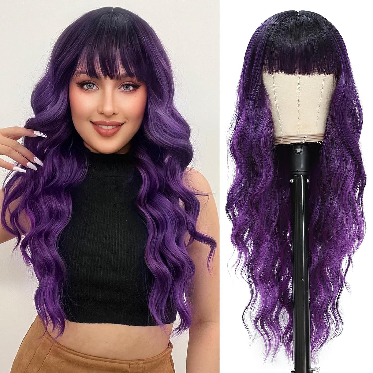 Second Hair Bangs Big Wave Curly Synthetic Wig Long Curls