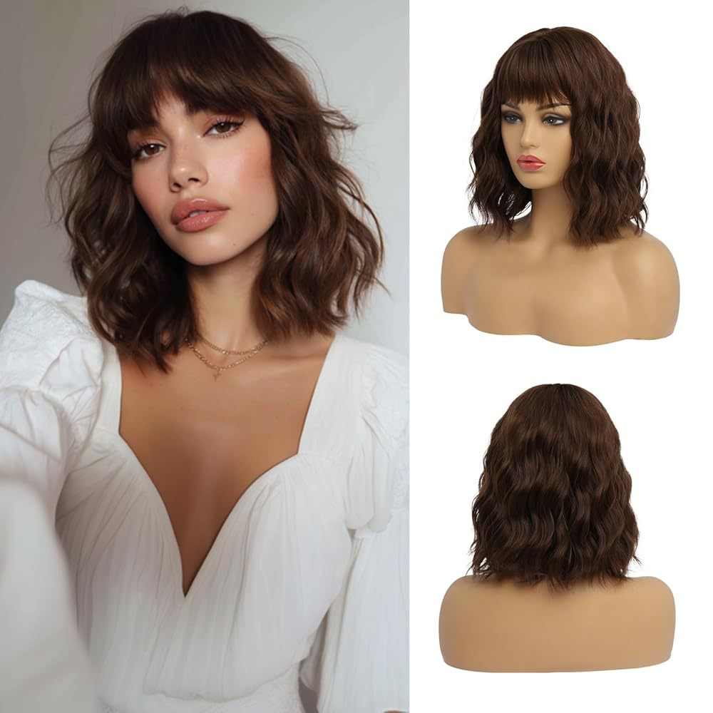 Female Simulation Human Highlight Gradient Chemical Wig Short Curly Hair