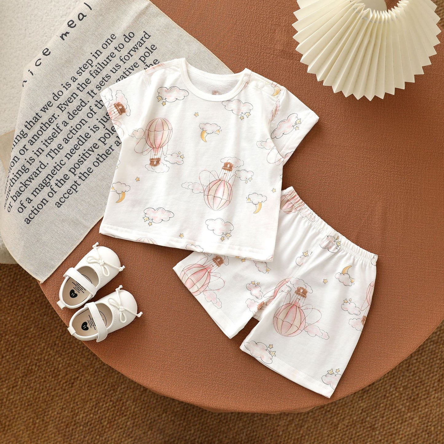 Children's Pure Cotton Short Sleeve Pants Home Children's Suit