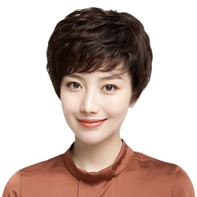 Texture Short Human Natural Light Mother Real Hair Wig